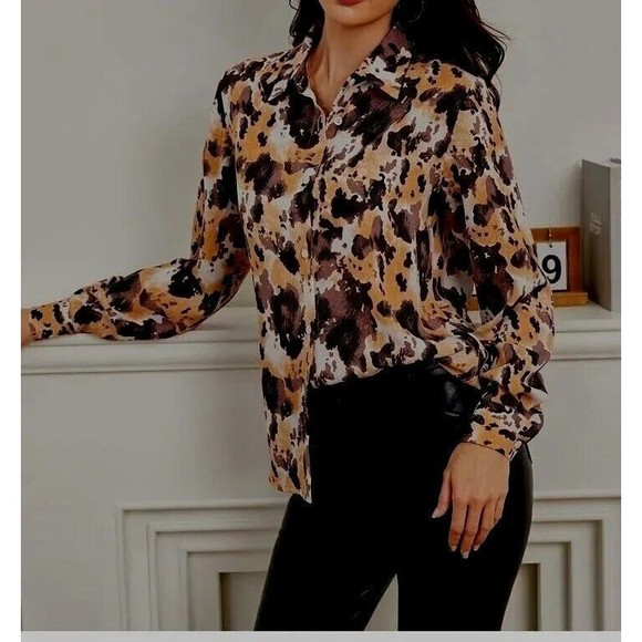 NWOT Aritzia WILFRED FREE Brinley Tie Dye Blouse Cider Gold Oversized Top S - Picture 1 of 6